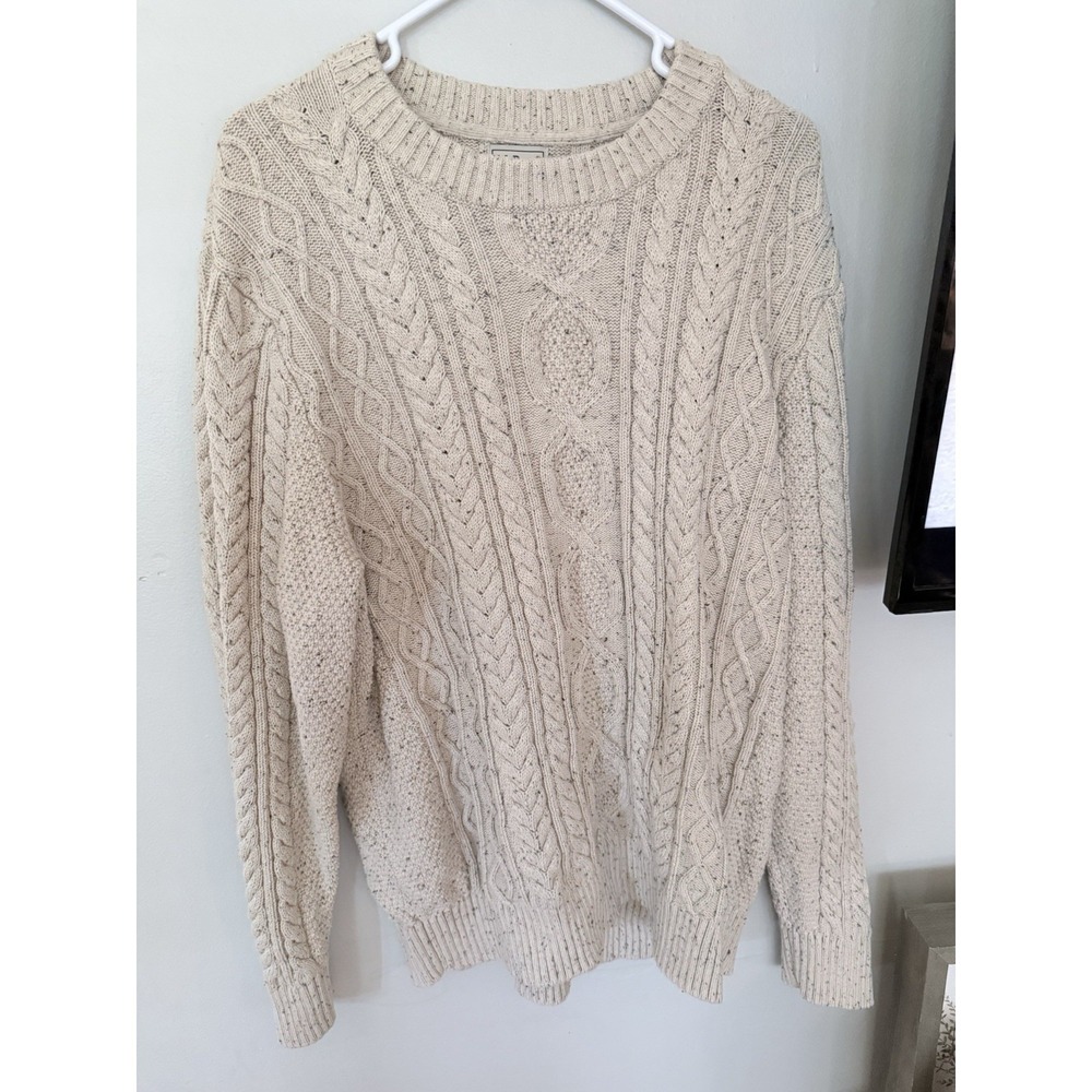 LL Bean Signature Cotton Fisherman Sweater Men's XXL 2XL Cable Knit Outdoor